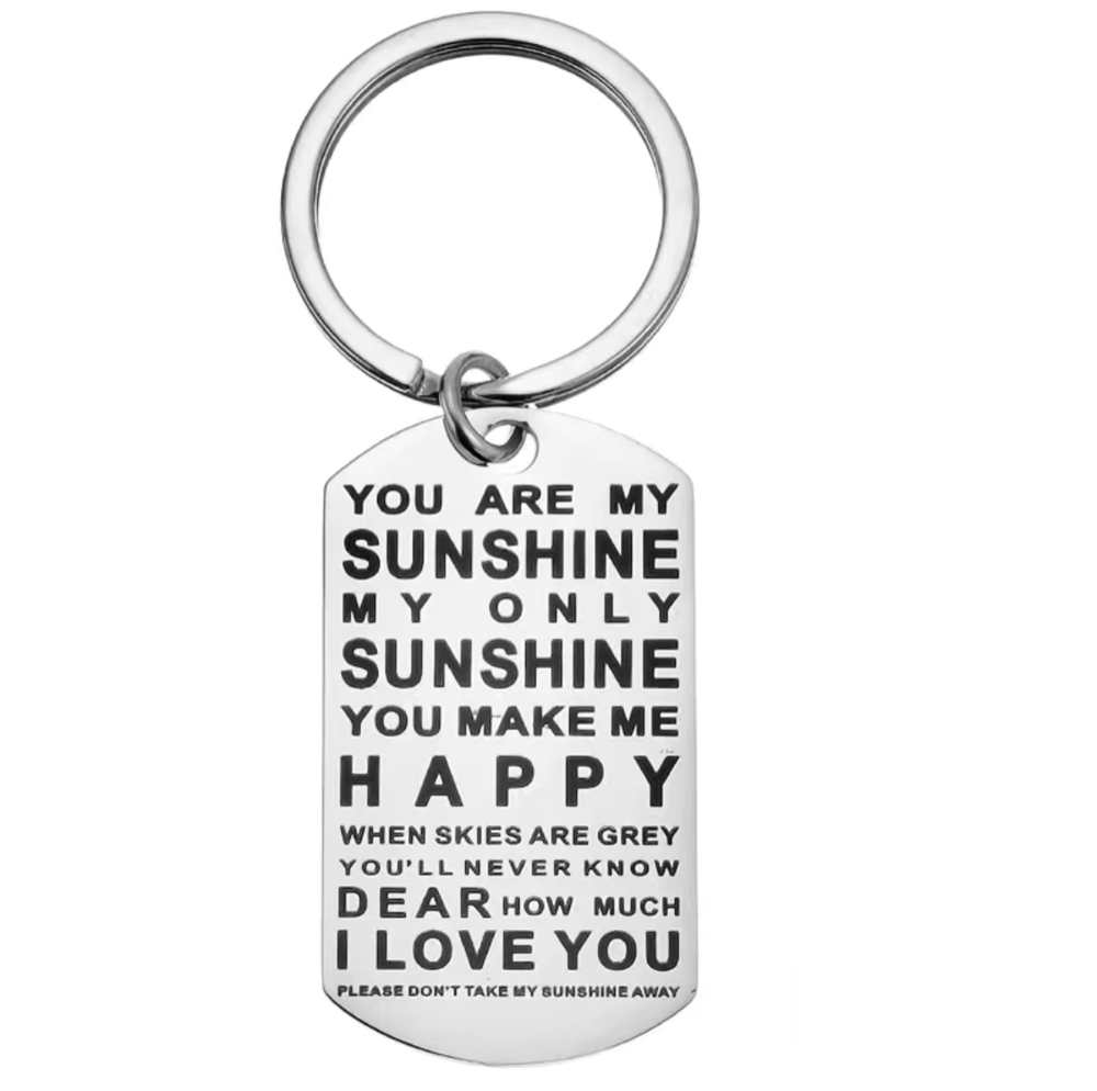 3/$25 You Are My Sunshine Stainless Steel Keychain NEW